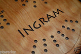 Custom Cribbage Board Laser Engraved Cherry Personalized, Inlaid, with pegs