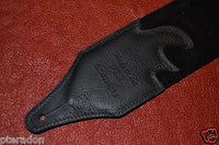 Carlino Custom White Lightening Double Bolt/Studded Black Leather Guitar Strap