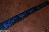 Carlino Custom Purple Leather Flame Black Leather Guitar Strap dual adjusting