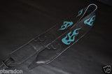 Carlino Custom Teal Leather Flame Black Leather Guitar Strap