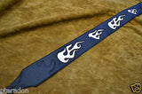 Carlino Custom White Leather Flame Black Leather Guitar Strap