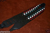 Carlino Custom Italian Flag Leather Colors Woven Checkerboard Guitar Strap