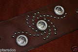 Carlino Custom Studded Western Swirl Kodiak Oiled Brown Leather Guitar Strap