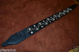 Carlino Custom NEW Sine Wave/Star Studded Black Leather Guitar Strap 3" wide