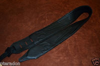 Carlino Custom Silver Lightening Double Bolt Black Leather Guitar Strap