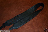 Carlino Custom Silver Lightening Double Bolt Black Leather Guitar Strap