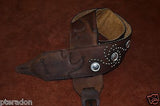 Carlino Custom Studded Western Swirl Kodiak Oiled Brown Leather Guitar Strap