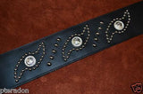 Carlino Custom Studded Nibiru Black Leather Guitar Strap, Tobacco Suede back