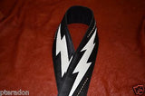 Carlino Custom White Lightening Double Bolt/Studded Black Leather Guitar Strap