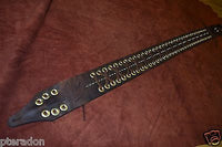 Carlino Brown Kodiak Oiled Leather Grommet Laced Guitar Strap, w/Chrome Rings
