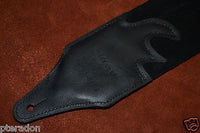 Carlino Custom White Leather Lightening Double Bolt Black Leather Guitar Strap