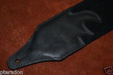 Carlino Custom White Leather Lightening Double Bolt Black Leather Guitar Strap