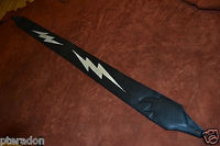 Carlino Custom Silver Lightening Double Bolt Black Leather Guitar Strap