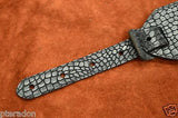 Carlino Custom Select Black Leather & Black Grommet and Stud Metal Guitar Strap
