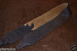 Carlino Custom Kodiak Oiled Brown Leather Guitar Strap w/Black leather backing