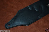 Carlino Custom NEW Sine Wave Studded Black Leather Guitar Strap 3" wide