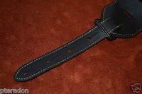 Carlino Custom Select Black Leather and Gold Grommet and Stud Metal Guitar Strap
