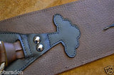 Carlino Gladiator Kodiak Oil Brown Leather Guitar Strap w/ Lightening Bolt 3.5"