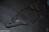 Carlino Custom Teal Leather Flame Black Leather Guitar Strap