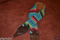 Carlino Custom Southwestern Blanket Guitar Strap, Aztec style w/ tan Suede back