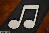Carlino SRV style Strap Replica black leather, with white notes, suede backing