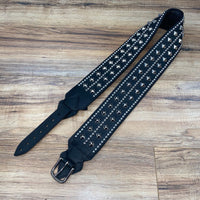 Carlino Rock bottom stage belt Black leather and nickel studs
