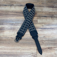 Carlino Rock bottom stage belt Black leather and nickel studs