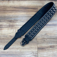 Carlino Rock bottom stage belt Black leather and nickel studs