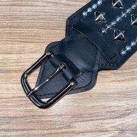 Carlino Rock bottom stage belt Black leather and nickel studs