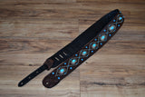 Carlino Custom Orianthi Signature Turquoise Guitar Strap brown leather