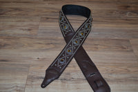 Carlino Triangle Tigereye Strap Brown Leather Guitar Strap