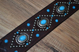 Carlino Custom Orianthi Signature Turquoise Guitar Strap brown leather