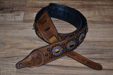 Carlino Thin Line Tiger Eye Kodiak Oil Brown leather guitar Strap