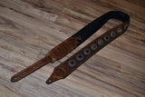 Carlino Thin Line Tiger Eye Kodiak Oil Brown leather guitar Strap