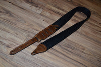 Carlino Thin Line Tiger Eye Kodiak Oil Brown leather guitar Strap