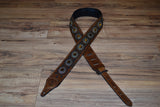 Carlino Thin Line Tiger Eye Kodiak Oil Brown leather guitar Strap