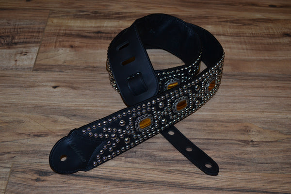 Carlino NEW Tiger Eye Studded Guitar Strap