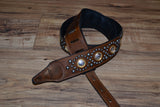 Carlino Thin Line Kodiak Oiled Brown Leather Silver Concho Strap