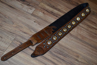 Carlino Thin Line Kodiak Oiled Brown Leather Silver Concho Strap