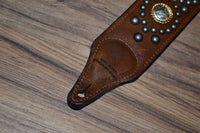 Carlino Thin Line Kodiak Oiled Brown Leather Silver Concho Strap