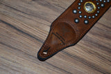 Carlino Thin Line Kodiak Oiled Brown Leather Silver Concho Strap