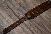 Carlino Thin Line Kodiak Oiled Brown Leather Silver Concho Strap