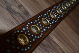 Carlino Thin Line Kodiak Oiled Brown Leather Silver Concho Strap