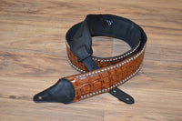 Carlino Croc Brown Studded Leather Strap