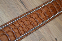 Carlino Croc Brown Studded Leather Strap