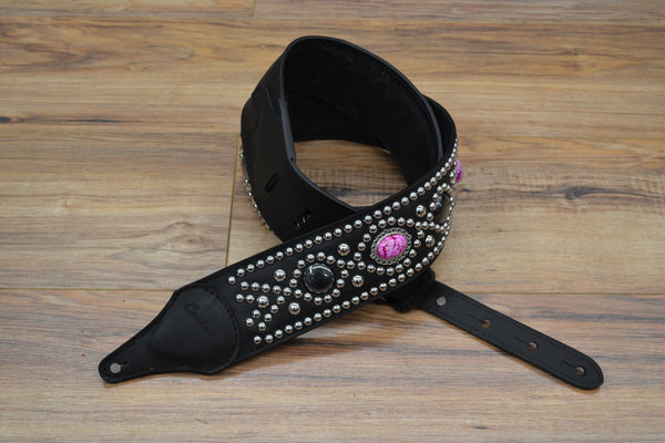 Carlino Pink Dragon Stone and Hematite Guitar Strap