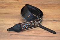 Carlino Croc Patterned Crystal and Hematite Guitar Strap