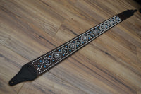 Carlino Croc Patterned Crystal and Hematite Guitar Strap