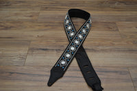 Carlino Custom Silver Parachute Snake Patterned Leather Guitar Strap