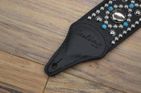 Carlino Custom Swirl Chrome and Turquoise Studded Guitar Strap